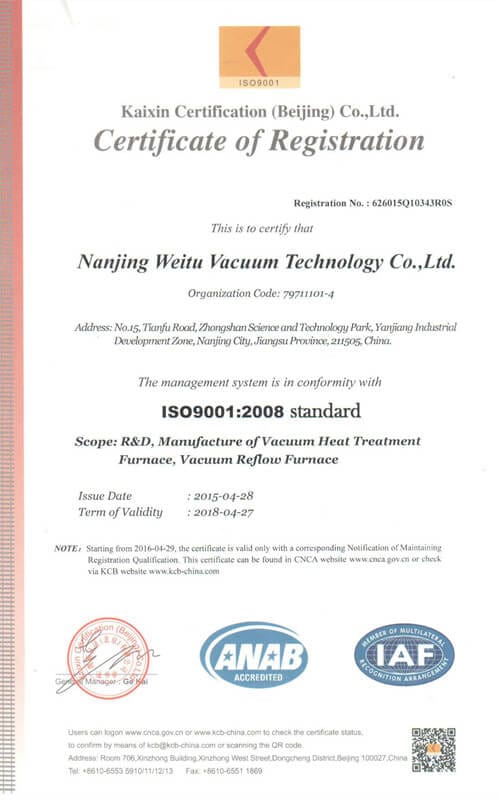 Synthe Vacuum Furnace Factory iOS 9001 Certification