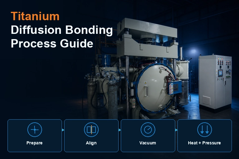 Titanium diffusion bonding cover showing a vacuum hot-press system and bonding control factors