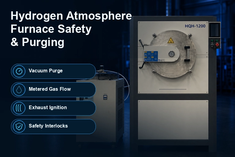 SYNHTE hydrogen atmosphere furnace cover with purge, gas flow, exhaust and safety-interlock checkpoints