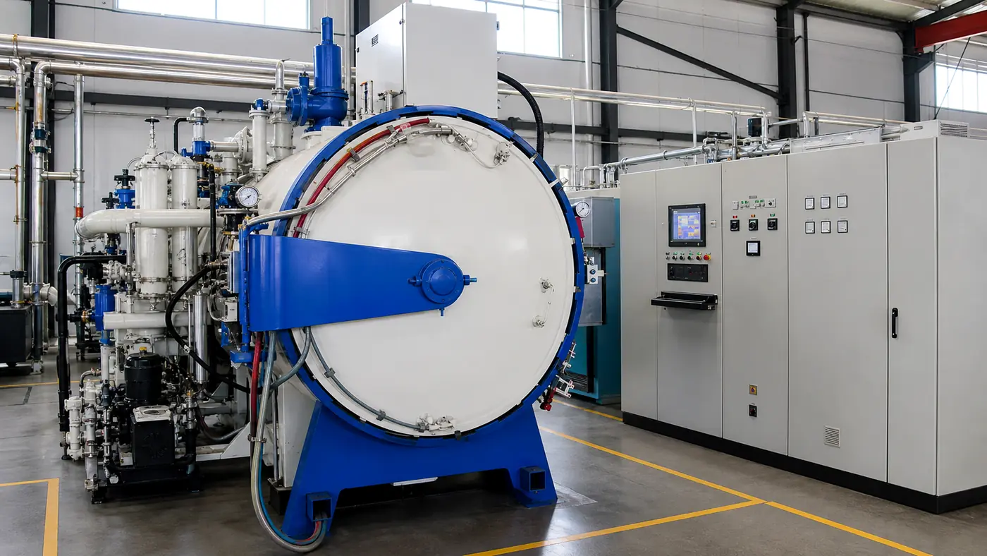 Vacuum carburizing furnace and automatic control cabinet in a production workshop