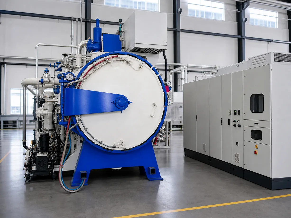 Vacuum carburizing and high-pressure gas quenching furnace in a production workshop