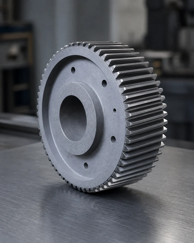 Large heavy-load gear treated by vacuum carburizing