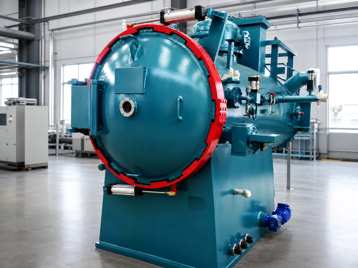 Two-chamber vacuum oil-quenching furnace in a manufacturing facility