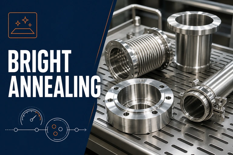 Clean stainless steel components prepared for bright vacuum annealing.