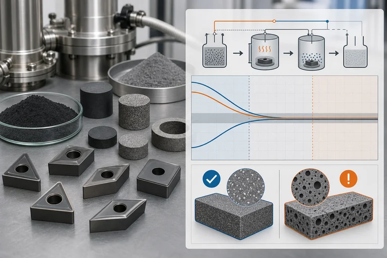 Carbide materials and process-control graphic illustrating carbon-balance risk.