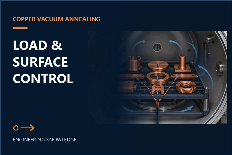 Copper components arranged for vacuum annealing with an engineering title about load and surface control