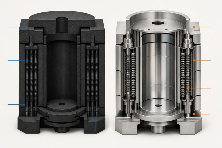 Graphite and molybdenum hot-zone component comparison.