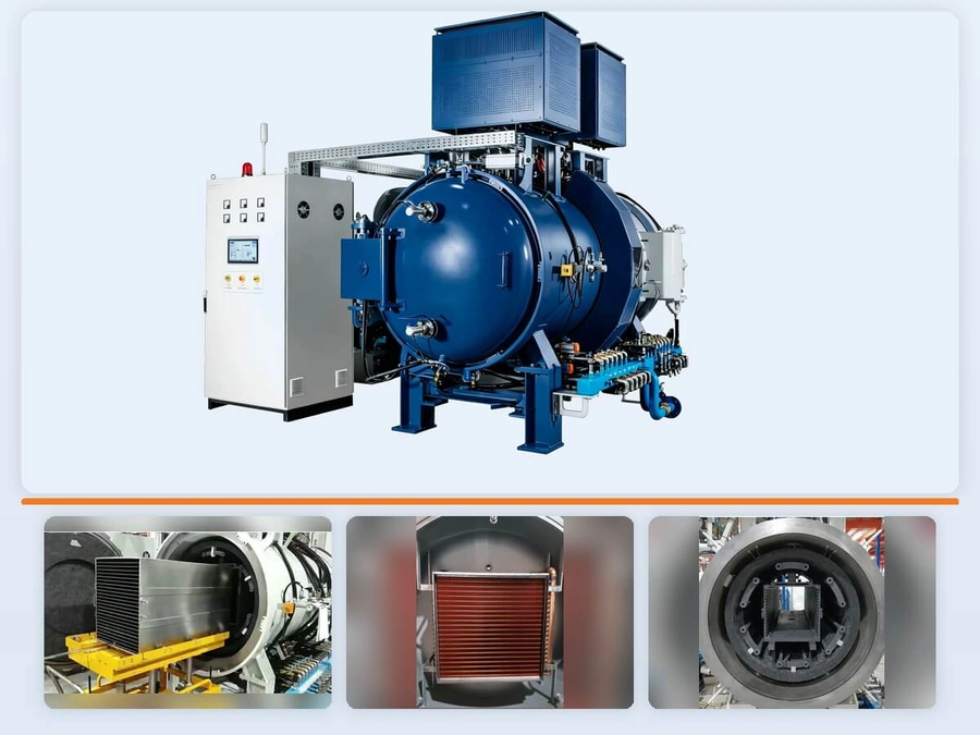 Complete SYNHTE MIM debinding and sintering furnace with chamber, control cabinet and support modules