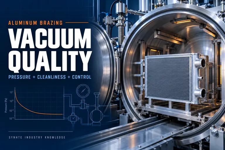 Aluminum heat exchanger in a high-vacuum brazing furnace with pressure and vacuum-system graphics