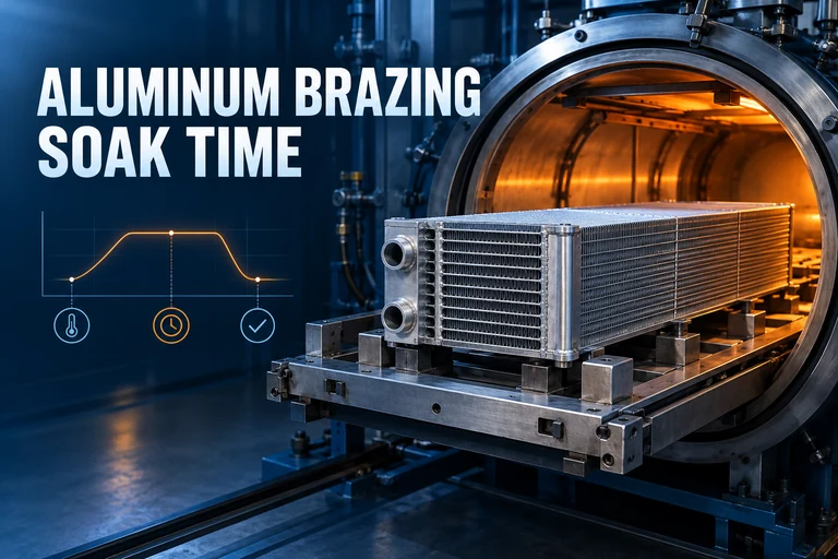Aluminum vacuum brazing soak time cover with a heat-exchanger core entering a horizontal furnace