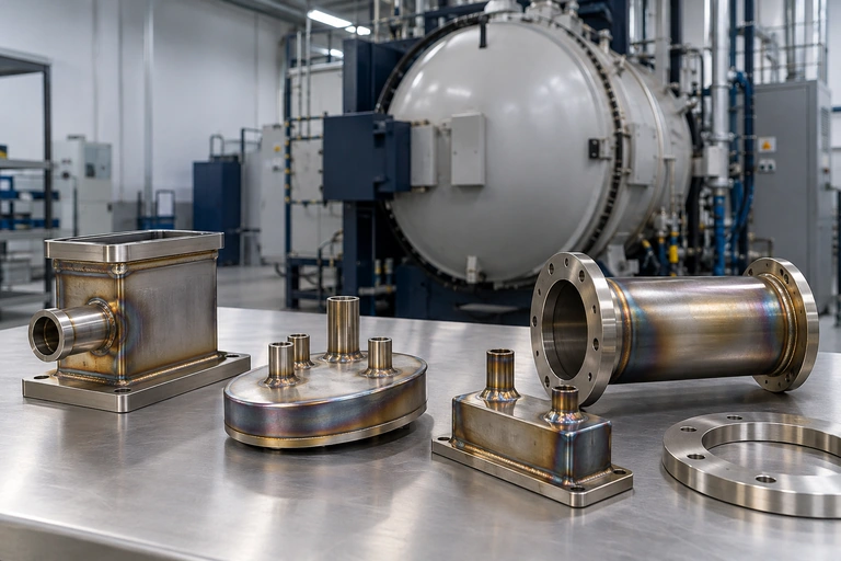 Vacuum furnace part discoloration on precision metal assemblies after processing